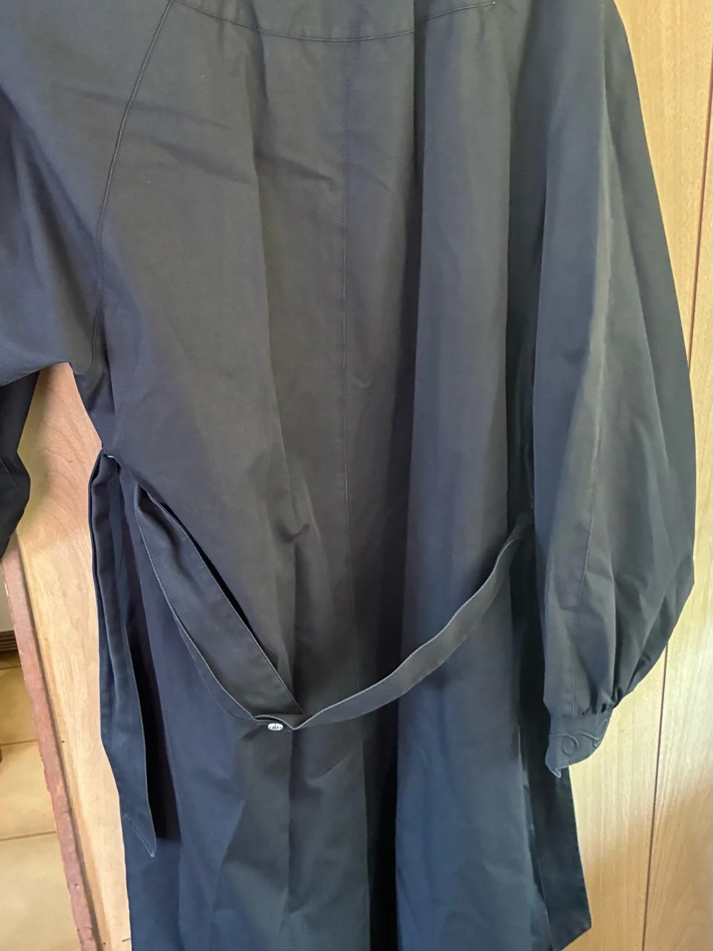 Men's Black Long Jacket with Tie Waist
